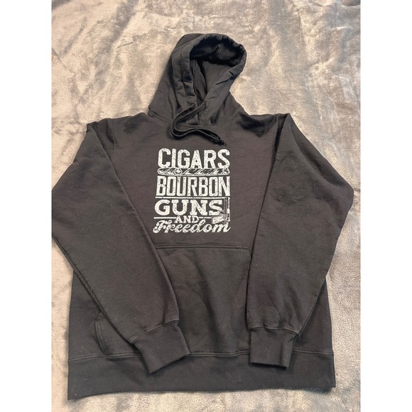 Port & Company Other - Port & Company Hoodie Mens‎ M Black Cigars Bourbon Guns Freedom Graphic Pullover